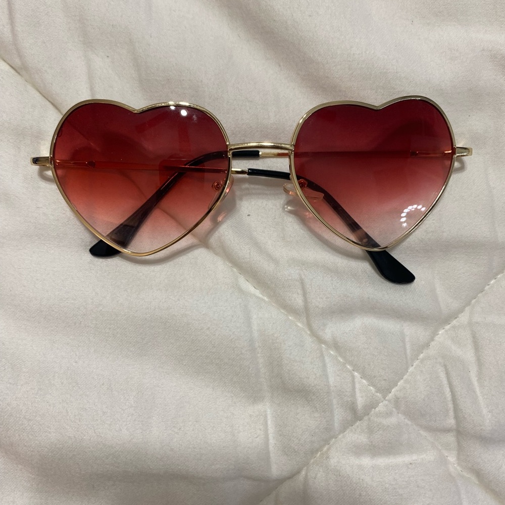 Heart-Shaped Sunglasses with Red Gradient Lenses